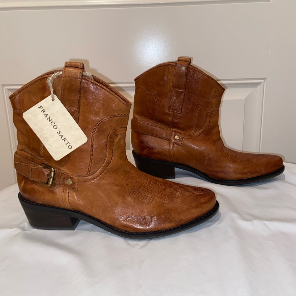 Franco Sarto brown leather ankle boots